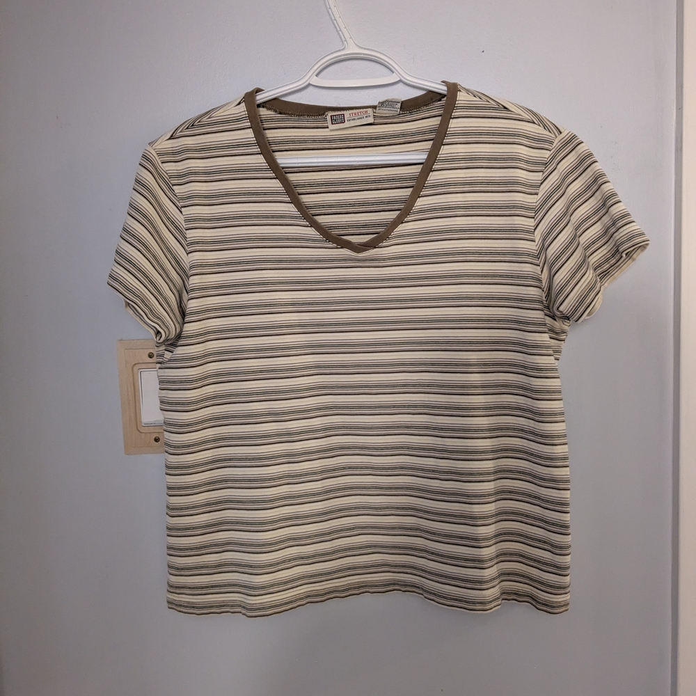 VINTAGE Faded Glory Tan Fitted Short Sleeve Tee